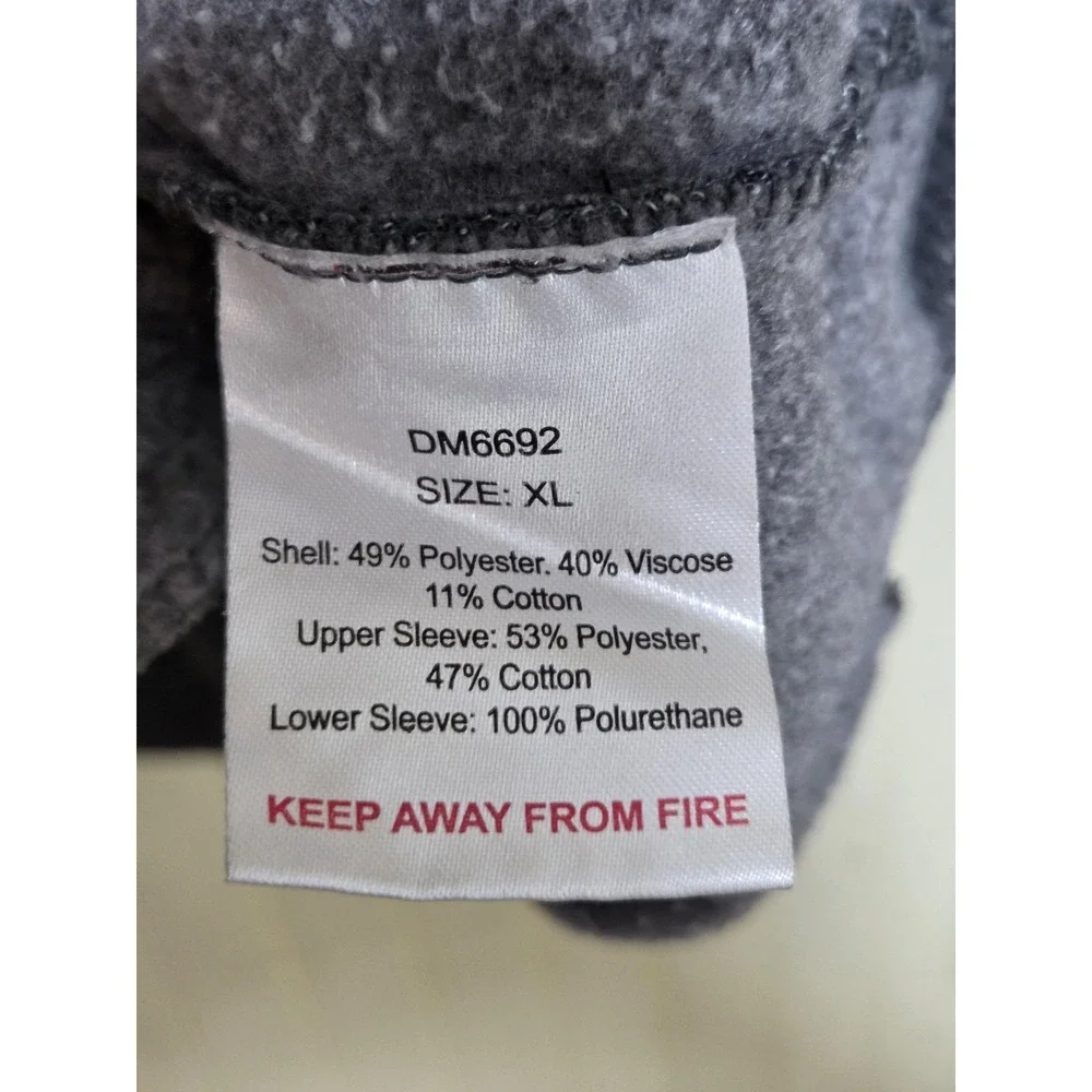 Red Ape Jacket Mens XL Gray Varsity Full Zip Knit R Logo Faux Leather Sleeves - Picture 6 of 9